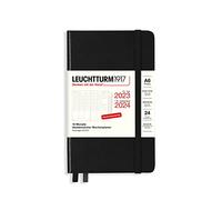 LEUCHTTURM1917 367558 Agenda semanal académica Pocket (A6) 2024, 18 meses, negro, alemán