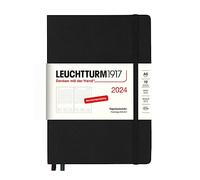LEUCHTTURM1917 367591 Agenda diaria mediana (A5) 2024, negro, alemán, 12 meses