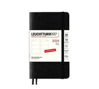 LEUCHTTURM1917 367677 Agenda semanal Pocket (A6) 2024, tapa blanda, negro, alemán, 12 meses