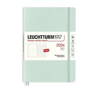 LEUCHTTURM1917 367776 agenda semanal y cuaderno de notas tapa blanda mediana (A5) 2024, 12 meses, verde menta, inglés