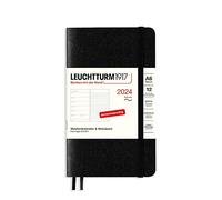 LEUCHTTURM1917 367803 - Agenda semanal y cuaderno (A6) 2024, tapa blanda, negro, alemán, 12 meses