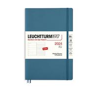 LEUCHTTURM1917 367818 calendario semanal y cuaderno de tapa blanda Paperback (B6+) 2024, 12 meses, azul piedra, inglés