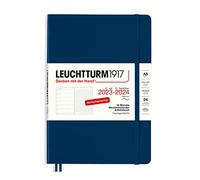 LEUCHTTURM1917 367859 Agenda semanal y cuaderno Tapa blanda tamaño mediano (A5) 2024, 18 meses, azul marino, alemán