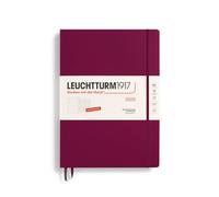 LEUCHTTURM1917 370476 Agenda semanal y cuaderno 2025, Master A4+, tapa dura, planificador de 12 meses, 100 g, a rayas, Port Red
