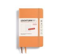 LEUCHTTURM1917 370500 Agenda semanal y cuaderno 2025, bolsillo A6, tapa dura, planificador de 12 meses, 80 g, a rayas, color albaricoque
