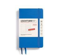 LEUCHTTURM1917 370503 Agenda semanal y cuaderno 2025, bolsillo A6, tapa dura, planificador de 12 meses, 80 g, a rayas, Sky