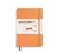 LEUCHTTURM1917 370510 Agenda semanal y cuaderno 2025, tamaño mediano A5, tapa blanda, planificador de 12 meses, 80 g, a rayas, color albaricoque