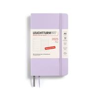 LEUCHTTURM1917 370528 Agenda semanal y cuaderno 2025, bolsillo A6, tapa blanda, planificador de 12 meses, 80 g, a rayas, color morado