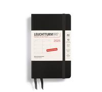 LEUCHTTURM1917 370549 Agenda semanal 2025, bolsillo A6, tapa dura, planificador de 12 meses, 80 g, rayado, negro