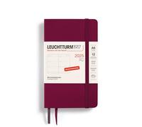 LEUCHTTURM1917 370573 Agenda semanal 2025, bolsillo A6, tapa blanda, planificador de 12 meses, 80 g, a rayas, Port Red