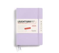 LEUCHTTURM1917 370587 Agenda semanal 2025, tamaño mediano A5, tapa dura, calendario de 12 meses, 80 g, a rayas, color morado