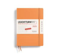 LEUCHTTURM1917 370589 Agenda semanal 2025, tamaño mediano A5, tapa dura, calendario de 12 meses, 80 g, a rayas, color albaricoque