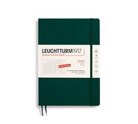 LEUCHTTURM1917 370605 Planificador mensual y cuaderno 2025, composición B5, tapa blanda, 16 meses, 80 g, a rayas, verde bosque