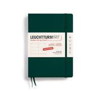 LEUCHTTURM1917 370629 Agenda semanal 2025, tamaño mediano A5, tapa dura, planificador de 18 meses, 80 g, a rayas, verde bosque
