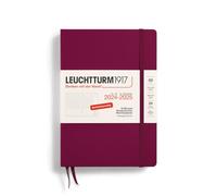 LEUCHTTURM1917 370634 Agenda académica semanal 2025, tamaño mediano A5, tapa dura, calendario de 18 meses, 80 g, rayado, Port Red