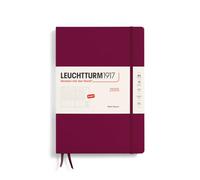 LEUCHTTURM1917 370690 - Agenda semanal 2025, Composition B5, tapa dura, calendario de 12 meses, a rayas, color rojo