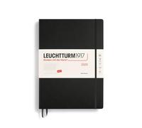 LEUCHTTURM1917 370792 Agenda semanal 2025, Master A4+, tapa dura, calendario de 12 meses, a rayas, negro, inglés