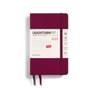 LEUCHTTURM1917 370801 Agenda diaria Pocket (A6) 2025, Port Red, Inglés