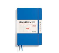 LEUCHTTURM1917 371025 - Agenda semanal 2025, Paperback B6+, tapa dura, calendario de 12 meses, a rayas, color azul