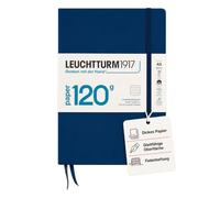 LEUCHTTURM1917 372384 Notizbuch Medium A5, 120g Edition, Hardcover Schreibbuch, 203 nummerierte Seiten, Marine, liniert