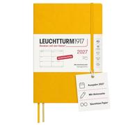 LEUCHTTURM1917 Agenda 2027, A5, Sunflower, Tapa blanda, (DE), Calendario | semana vista con página de notas, papel 80 g/m² libre de ácido, plan de proyectos, fases lunares, vacaciones escolares