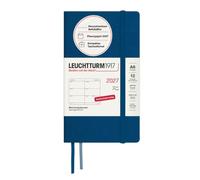 LEUCHTTURM1917 Agenda 2027 Pocket A6, Indigo, Tapa blanda, (DE), Calendario | edición en alemán con vacaciones escolares, papel 80 g/m² libre de ácido, 144 páginas