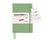 LEUCHTTURM1917 Agenda semanal 2027 Dotted mediano (A5) con cuaderno - Agenda alemana, salvia, enero a diciembre 2027, vista semanal izquierda + página de notas a la derecha