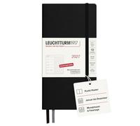LEUCHTTURM1917 Agenda semanal 2027 Dotted Wallet (B6+ x A6) con cuaderno - Agenda en alemán, negro, enero a diciembre de 2027, vista semanal izquierda + página de notas a la derecha