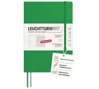 LEUCHTTURM1917 Agenda semanal 2027 mediana (A5) con cuaderno, agenda alemana, hoja de primavera, tapa blanda, enero a diciembre de 2027, vista semanal izquierda + página de notas a la derecha