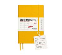 LEUCHTTURM1917 Agenda semanal 2027 Paperback (B6+) - Alemán, girasol, tapa dura, 12 meses - enero-diciembre 2027, 1 semana por página doble, papel de 80 g/m² con alta compatibilidad con la tinta