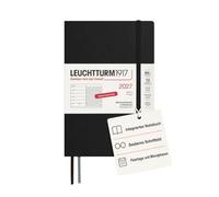 LEUCHTTURM1917 Agenda semanal 2027 Paperback (B6+) con cuaderno - Agenda alemana, negro, tapa blanda, enero a diciembre de 2027, vista semanal izquierda + página de notas a la derecha