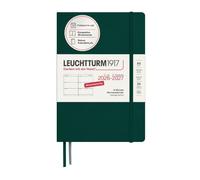 LEUCHTTURM1917 Agenda semanal 2027 tamaño mediano (A5) - Alemán, Forest Green, tapa dura, 145 x 210 mm, 18 meses - 07. 2026 - 12/2027, 1 semana por página doble, papel de 80 g/m² con alta