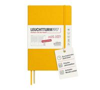 LEUCHTTURM1917 Agenda semanal 2027 tamaño mediano (A5) - Alemán, girasol, 210 x 145 mm, julio - diciembre (18 meses), vista semanal con cuadrícula de horas 7:00 - 22:00 por columna, tapa dura, papel