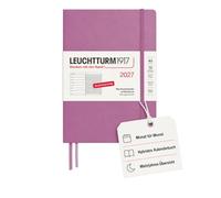 LEUCHTTURM1917 Agenda semanal 2027 tamaño mediano (A5) con cuaderno - Agenda alemana, Dusty Rose, enero a diciembre 2027, vista semanal izquierda + página de notas a la derecha