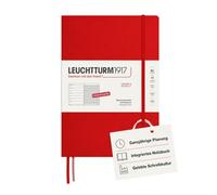 LEUCHTTURM1917 Calendario semanal 2027 Composición (B5) con cuaderno - Agenda alemana, cereza, enero-diciembre 2027, vista general semanal izquierda + página de notas derecha