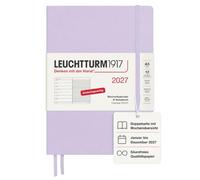 LEUCHTTURM1917 Calendario semanal 2027 mediano (A5) con cuaderno - Agenda alemana, lila, enero-diciembre 2027, vista general semanal izquierda + página de notas derecha
