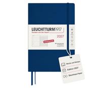 LEUCHTTURM1917 Calendario semanal 2027, mediano (A5) con cuaderno, calendario en alemán, azul marino, enero-diciembre 2027, resumen semanal a la izquierda + página de notas