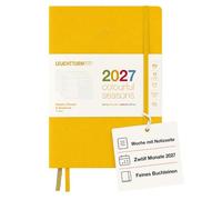 LEUCHTTURM1917 Calendario semanal y cuaderno Dotted Medium (A5) 2027, Colourful Seasonsamarillo, inglés, tapa dura, resumen del calendario 2026/2027/2028, vista general de planificación 01.27-12.28