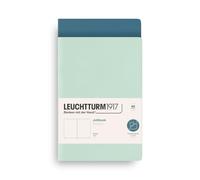 LEUCHTTURM1917 cuaderno A5: Jottbook Liso, Mint Green/Stone Blue, Sin rayas | 59 páginas numeradas, 32 perforadas, cosido a hilo, libre de ácido, bolsillo expansible