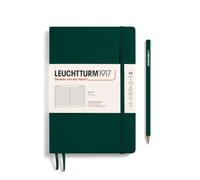 LEUCHTTURM1917 Cuaderno A5 rayado, Medium, Tapa blanda, Forest Green | 123 páginas numeradas, cosido a hilo, 2 marcapáginas, índice, bolsillo expansible