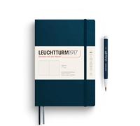 LEUCHTTURM1917 Cuaderno A5 Tapa blanda, punteado, Deep Sea, Dotted | Deep Sea, índice, cosido a hilo, 2 marcapáginas, bolsillo expansible, papel 80 g/m²