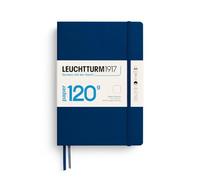 LEUCHTTURM1917 Cuaderno Medium A5, 120 g/m², Azul marino, Sin rayas | liso, 203 páginas numeradas, cosido a hilo, 2 marcapáginas, bolsillo expansible, libre de ácido