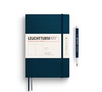 LEUCHTTURM1917 Cuaderno Medium A5, Tapa blanda, liso, Deep Sea, Sin rayas | 123 páginas numeradas con índice, 2 marcapáginas, bolsillo expansible, cosido a hilo
