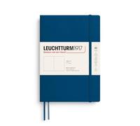 LEUCHTTURM1917 Cuaderno Medium A5 Tapa blanda, Liso, Indigo, Sin rayas | 123 páginas numeradas, cosido a hilo, papel color crema, bolsillo expansible