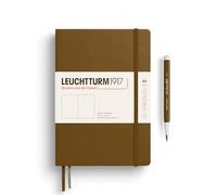 LEUCHTTURM1917 Cuaderno Medium A5 Tapa dura, Liso, Spice Brown, Sin rayas | 251 páginas numeradas, cosido a hilo, papel color crema, marcapáginas, bolsillo expansible