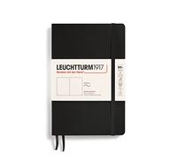 LEUCHTTURM1917 Cuaderno Paperback B6+ Tapa blanda, Liso, Negro, Sin rayas | 123 páginas numeradas, índice, 2 marcapáginas, bolsillo expansible, goma elástica