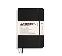 LEUCHTTURM1917 Cuaderno Paperback B6+, Tapa blanda, Negro, Rayado | 123 páginas numeradas con índice, 2 marcapáginas