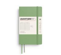LEUCHTTURM1917 Cuaderno Pocket A6, Tapa blanda, Sage, Rayado, Salvia | 123 páginas numeradas con índice, 2 marcapáginas, bolsillo expansible, cosido a hilo