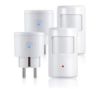 LEUTED - Juego de 2 tomas de corriente con sensor de movimiento inalámbrico para sistema de alarma, detector de movimiento infrarrojo PIR, interruptor activado para control de la lámpara, escape de