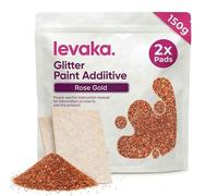Levaka Aditivo de Pintura de Purpurina Oro Rosa 150 gramos - 2x Almohadillas de pulido - Mezclar con Pintura de Emulsión para Acabado Luminoso - Pintura Paredes Interior Exterior